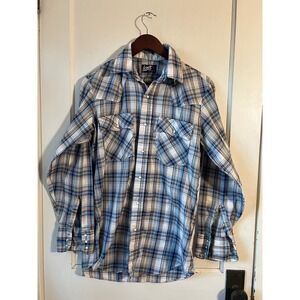 Levi's Regular Fit Plaid Snap Button Western Cowboy Shirt Mens Size Medium